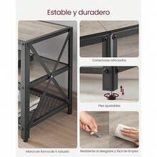 Mueble de TV, Mesa de TV para Televisores de hasta 70 Pulgadas, Ancho 160 cm, Marco de Acero, con Estantes, para Salón, Dormitorio, Marrón Rústico y Negro MLTV095B01 - Greige + Negro - Ver 5