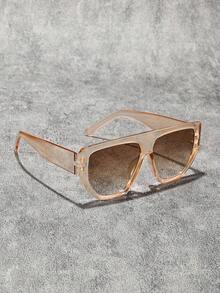 1pc Women's Fashion Leopard Print Square Large Frame Glasses, Black, Fashionable For Party, Gathering, Beach, Festival, High-End Fashion Shield Shape Shades