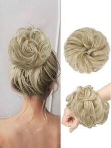 1件装女士优雅卷发发髻发圈合成发绳发饰休闲发饰，马尾辫发圈，发绳，发圈马尾辫发带，发圈头饰 - 彩色 - 查看 11