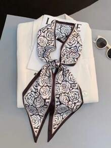 1pc Women's Decorative Long Neck Scarf, Spring/Summer/Autumn, Horse Knight Pattern And Multiple Uses, Lightweight & Artistic Hairband Bandana,Hair Band,Head Band Ideal For Dressing Up Your Look