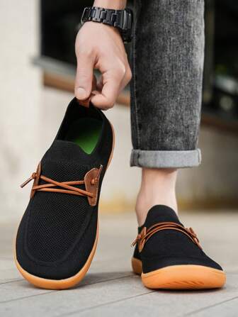 Men's Wide Toe Sports Sneakers, Minimalist Design, Breathable Comfort, Wide Fit Suitable For Hiking And Walking