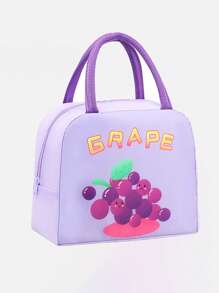 1pc Student Fruit Pattern Cartoon Lunch Box Bag, Durable Oxford Cloth, Easy To Clean, Hands Can Keep Warm And Cold Proof, Suitable For Carrying And Storing In Schools, Offices, And Outings - Outdoor Travel - Back To School Season