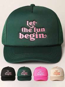 1pc Women's Y2K Style Embroidered "Let The Fun Begin" Adjustable Drawstring Baseball Mesh Cap, Outdoor Casual Sun Hat Suitable For Spring, Autumn, Travel, Beach, Also Fits Men,Summer,Holiday,Festival - Baseball Cap - View 13