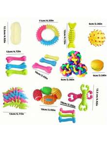 16-Piece Pack Of Sturdy, Bite-Resistant And Teething Dog Chew Toys - Spring/Summer Outdoor Vent Interactive Training Teething Toys In A Variety Of Shapes And Textures, Plastic Materials, Colors And Styles Cool It Is Suitable For Medium And Small-Sized Dogs. Large Dogs Have A High Bite Force And Are Prone To Damage - Multicolor - View 4