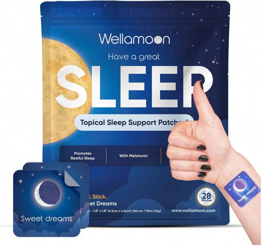 Wellamoon Original Sleep Patches For Adults Extra Strength | Easy-To-Apply Sleep Patch With Melatonin &Amp; Valerian | Relax &Amp; Wake Up Refreshed | Long-Lasting Night Comfort For Men &Amp; Women | 28 Patches - 28 Count (Pack Of 1) - View 1