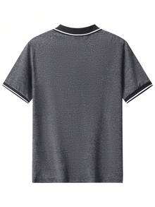 男士夏季短袖Polo衫，印有个性化马球骑手图案，时尚休闲户外服饰，适合跑步、高尔夫、钓鱼、篮球、露营、健身、游泳和海滩等场合，是送给丈夫或男友的绝佳礼物。 - 深灰色 - 查看 4