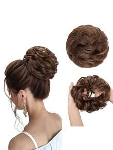 1件装女士优雅卷发发髻发圈合成发绳发饰休闲发饰，马尾辫发圈，发绳，发圈马尾辫发带，发圈头饰 - 彩色 - 查看 10