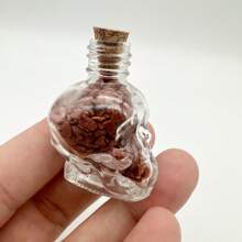 1 Unidad Botella de Deseos con Cabeza de Calavera de Triturado de Cristal Natural, Piedra de Cristal en Bruto, Decoración del Hogar