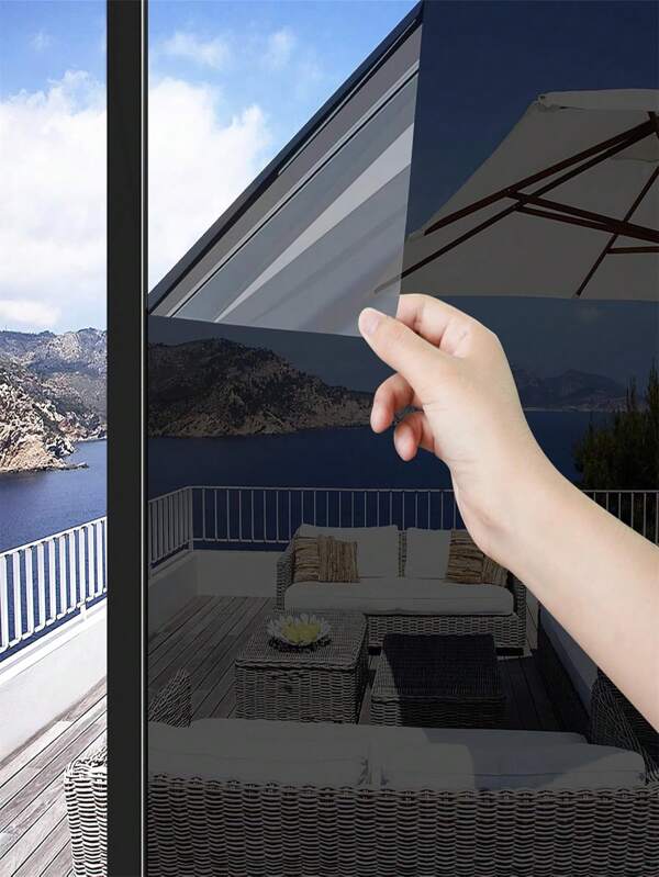 Verdicktes Fensterfolie Sichtschutz, einseitig spiegelnde Fensterfolie, Fenster Tönung mit Reflektierender Anti-UV Statischaftende Fensteraufkleber für Dachfenster, Büro, Schwarz Silber