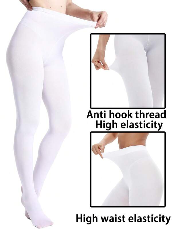 1/2 Paar weiße Damen 80D undurchsichtige Leggings, weiche einfarbige Strumpfhosen, hohe Taille Oberschenkel-Hohe Socken, JK Lolita Schul-Stil, geeignet für süße Mädchen, Alltagskleidung