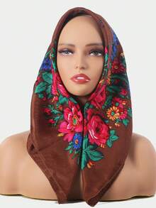 1pc Women's Fashionable Spring/Summer Printed Square Bandana With Plant & Floral Pattern, Suitable For Outdoor Windproof, Dustproof Decoration Boho Headband Soft Hijab Veiled Clothes - Multicolor - View 31