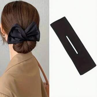 Bohemian Bow Design Hair Band - Black Polyester Hair Accessory, Securely Fixated And Elegant For Updo Hairstyles, Suitable For Weddings, Parties And Daily Wear, Elevates Party Looks, Simple Construction