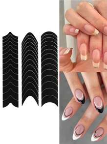 Set de 7/6/1 pieza de lima de uñas con guías para puntas de uñas, puntillas de uñas con diseño ondulado, set de pinzas y plantillas para decoración de uñas