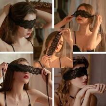 1PC Mysterious Lace Masquerade Mask Sexy Eye Mask Hollow Flower Lace Adjustable Mask Halloween Valentine's Day Gift - 黑色 - 查看 9