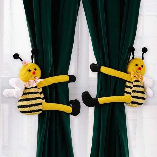 Decorative Items For Bee Day: Yellow Little Bee Curtain Buttons, Home Decoration Curtain Straps, Curtain Fasteners