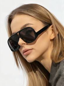 1 件女士时尚高端装饰飞行员风格大框时尚眼镜，时尚眼镜，适合节日、郊游、聚会、生日、户外旅行、商务礼品、辣味、高端、返校、万圣节、圣诞节