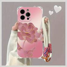 Funda para teléfono 1 pieza Una elegante correa para el hombro tipo bandolera, patrón Correa para el hombro tipo bandolera Correa de mano anticaída de cuatro esquinas Funda protectora para teléfono móvil Puede colgarse hacia atrás Funda para teléfono móvil suave adecuada para la serie 12 13 14 15 16 Pro Pro Plus - - Colores mixtos 1 - Ver 4