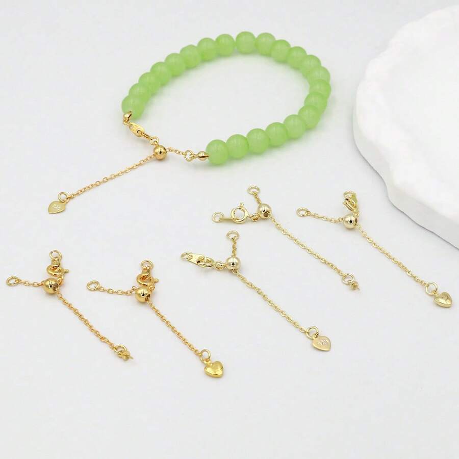 2pcs Heart-Shaped Extender Chain, Copper Adjustable Extensible Chain Connector For DIY Jewelry Making, Used For Necklaces, Anklets, Key Chains