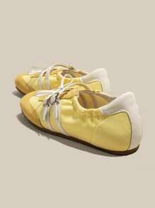 2025 New Mary Jane Style Sport Casual Shoes, Soft Sole Lightweight Breathable Patchwork Ballet Flats - Yellow - View 3