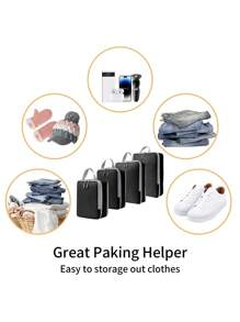 4 PIEZAS Cubos de embalaje de compresión para organizadores de viaje, organizadores de embalaje de viaje, cubos de equipaje para empacar ultraligeros y expandibles, bolsas de cubos de embalaje de compresión de viaje, organizadores de equipaje portátiles, estuches de almacenamiento de equipaje a prueba de agua, organizador de ropa para cajones