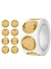 500 pièces/rouleau Étiquettes rondes blanches en papier kraft 2,5 cm, étiquettes autocollantes manuscrites, étiquettes de scellage, étiquettes décoratives - Multicolore - Voir 8