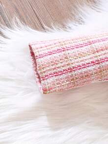 Girls' Elegant Plaid Set, Long Sleeve Button-Up Top, Flared Hem Bodycon Dress, Fashionable For Children In Spring And Autumn - Pink - View 5