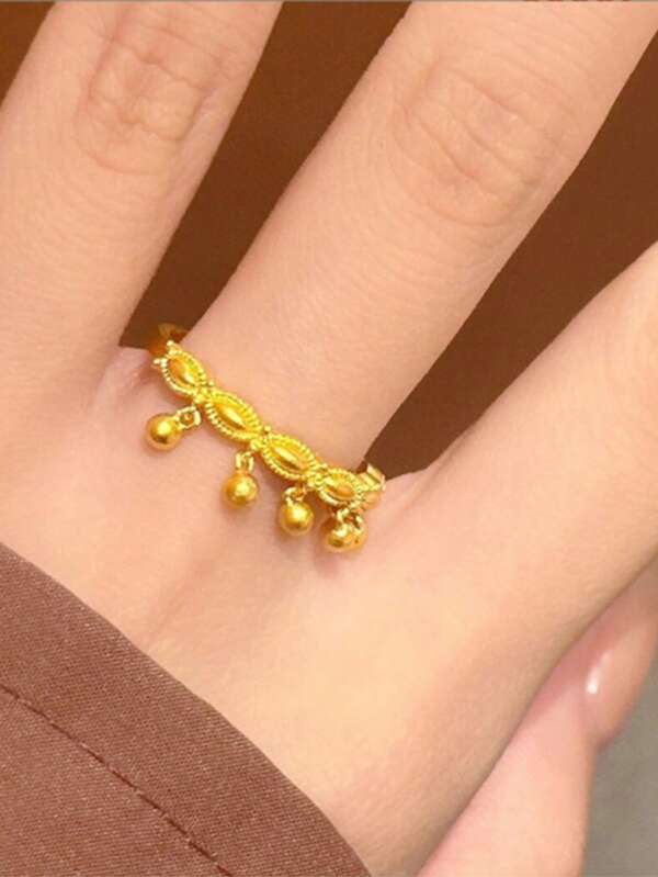 1 Stück kleiner runder Perlen-Quaste Ring für Frauen, eleganter Quaste Ring, offener verstellbarer Fingerring, Modeschmuck Accessoire für Damen, Geschenk für sie