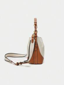 Nova bolsa marrom plissada com cordão para mulheres, bolsa transversal de alça larga, versátil