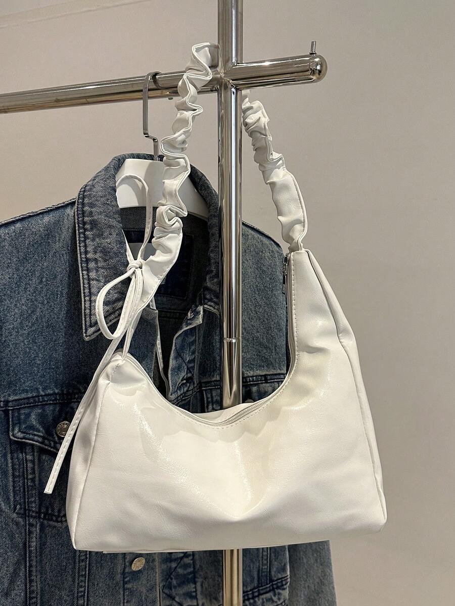 1 件女士优雅褶皱不对称单肩包，适合日常使用和作为礼物