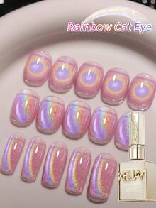 XEIJAYI 1Pc 15Ml Rainbow Cat's Eye Nail Polish Soak Off UV LED Gel Varnish Nail Art For Women DIY-No Magnetic Stick Included - 粉色 - 查看 4