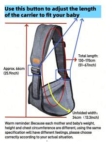 1pc Universal Black Baby Carrier With Waist Stool For Newborns, All Season, For Infant Travel