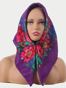 1pc Women's Fashionable Spring/Summer Printed Square Bandana With Plant & Floral Pattern, Suitable For Outdoor Windproof, Dustproof Decoration Boho Headband Soft Hijab Veiled Clothes - Multicolor - View 26