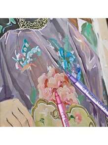 12支金属马克笔，细头金属马克笔，适用于岩石绘画、黑纸、卡片制作、剪贴簿工艺品、DIY相册返校 - 彩色 - 查看 7