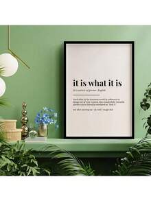1pc Framed Wall Art "It Is What It Is" Funny Quote Canvas Wall Art 50*70cm | Minimalist Wall Decor & Home Decor Living Room | Living Room Decor & Room Decor | Wall Art For Living Room, Wall Art Decor, Wall Art Prints, Wall Art Bedroom | Posters - A - View 4