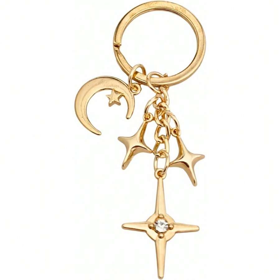 Cute Star Bag Charms Keychain - Shiny Celestial Charm For Keys, Bags & Car Decor - B - View 1