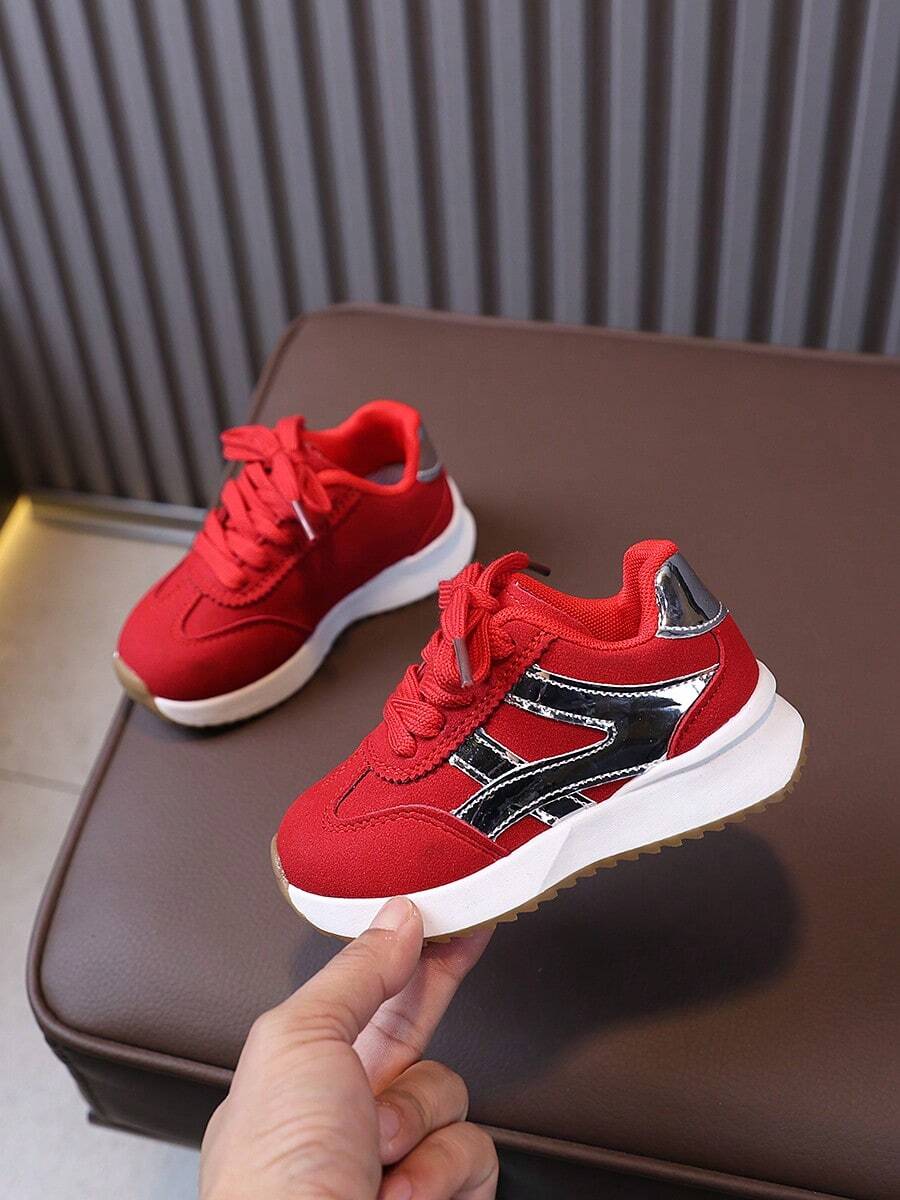 1双全新儿童系带软底休闲户外时尚运动鞋 - 紅色 - 查看 1