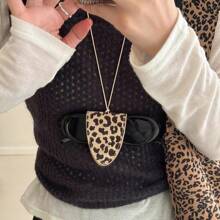 1pc Leopard Print Magnetic Travel Sunglasses Clip, Lanyard Necklace, Eyeglasses Case, Portable Cool Wind Bag, Gift For Girls, Ladies, Office Workers, Suitable For Work, Business Trip, Commuting, Going Out Travel Essentials Travel Accessories Travel Bag Vacation Holiday Back To School School Stuff Sunglasses Women