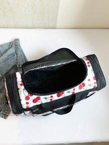 New Versatile Cherry Accent Travel Bag, Simple Large Capacity Shoulder Hand Carry Bag, Casual Foldable Outdoor Short Trip Bag, Storage Bag, Shoulder Crossbody Bag