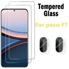 适用于小米 Poco X7 Pro 5G、Poco F7 Pro、Poco F7 Ultra、Poco M7 Pro、Poco F7、F8 Ultra、F8 Pro 的 4 片/套钢化玻璃屏幕保护膜 + 摄像头镜头保护膜，9H 硬度，防刮花，兼容手机壳，防指纹（适用于小米 Poco X6 Pro 5G 的 2+2 片装） - 彩色 - 查看 5