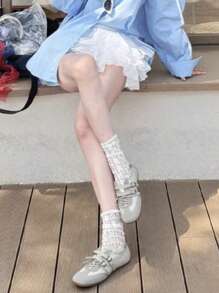 2025年新款夏季玛丽珍平底鞋，软底，轻便，透气，芭蕾平底鞋，拼色，休闲运动鞋