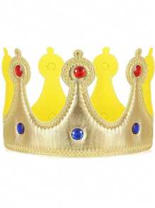1/2 pezzi Corona dorata da re per adulti, costume da principe con diamanti, copricapo, decorazione per torte, cappello corona per feste di compleanno
