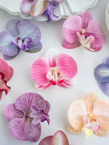 5/10/30/2500PCS Artificial Non Woven Butterfly Orchid Flowers Silk Butterfly Orchid Flower Head For Autumn Wedding Vase For Home Dining Room Bedroom Decorations, Festival Birthday Party Accessories, Outdoor Garden Decorations