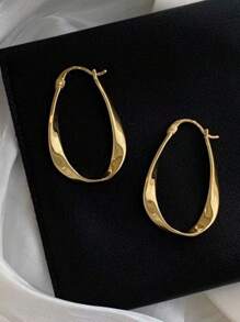 1 Pair Of Minimalist Elegant Earrings, Asymmetrical Oval Earrings, Accessories,Female Lovers, Mothers, Daily Wear On Mother's Day, Gifts