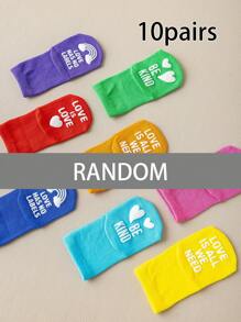 10 pares de calcetines de tobillo antideslizantes de colores arcoíris variados para niños pequeños, cómodos para niños y niñas, para todas las estaciones