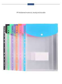 12个透明彩色文件夹，学生试卷收纳袋，带名片的防水文件袋，A4按扣文件袋，适用于学校用品，返校