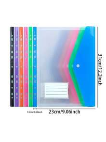 12个透明彩色文件夹，学生试卷收纳袋，带名片的防水文件袋，A4按扣文件袋，适用于学校用品，返校