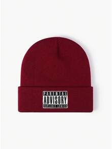 1 chiếc mũ len đan thêu chữ "ADVISORY", mũ len trượt tuyết Hip Hop ấm áp co giãn cho mùa thu/đông, trang phục thu thời trang Y2K - mũ dệt kim - Xem 4