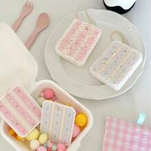 可爱郁金香和樱桃图案洗碗布，超强吸水洗碗海绵