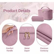 MAGEFY Bolsa de Maquillaje Con Asa Resistente y Cómoda Gran Capacidad Bolsa de Viaje Cosmetiquera Neceser Portátil para Muchas Ocasiones para Mujeres-Rosa - Beige - Ver 10