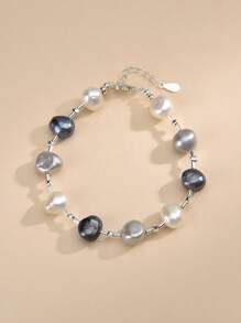 1 Peça Pulseira de Pérola Natural de Prata 925 para Senhoras, Adequado para Casamento, Noivado, Noiva, Dia das Mães, Dia dos Namorados, Presente de Aniversário